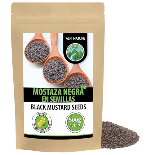 Alpi Nature Semillas de Mostaza Negra y Marrón 500g, Semillas de Mostaza Marrón y Negra 1-2 mm