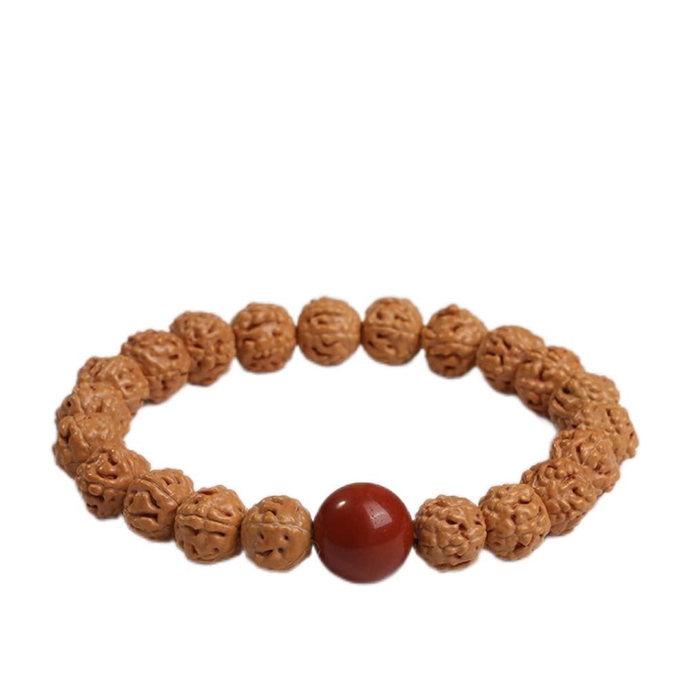 YNIYUJKL Beaded Bracelets, Mala Bead,Buddhist Rosary, Bodhi Beads Bracelet Indonesia Rudraksha Bodhi Bracelet Single Circle Buddha Bead Bracelet Unisex For Meditation,Red_10*9 mm