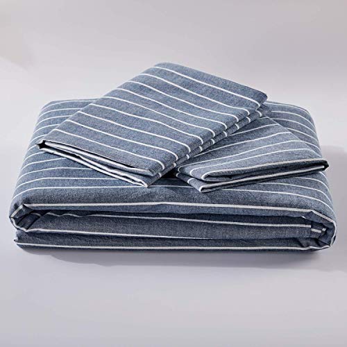 Jellymoni Pinstriped 100% Washed Cotton Linen Like Duvet Cover Set thumb #7