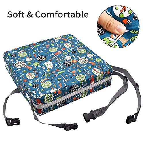 Image of Booster Seat for Kitchen Chair - Washable Toddler Booster for Dining Table, Portable Travel Increasing Cushion for Kid (Forest Green)