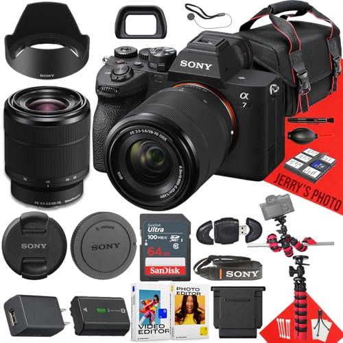 Sony a7 IV Mirrorless Camera with Sony FE 28-70mm f/3.5-5.6 OSS Lens + 64 GB Memory + Spider Tripod + Case + Card Reader + More (21pc Bundle) (Renewed)