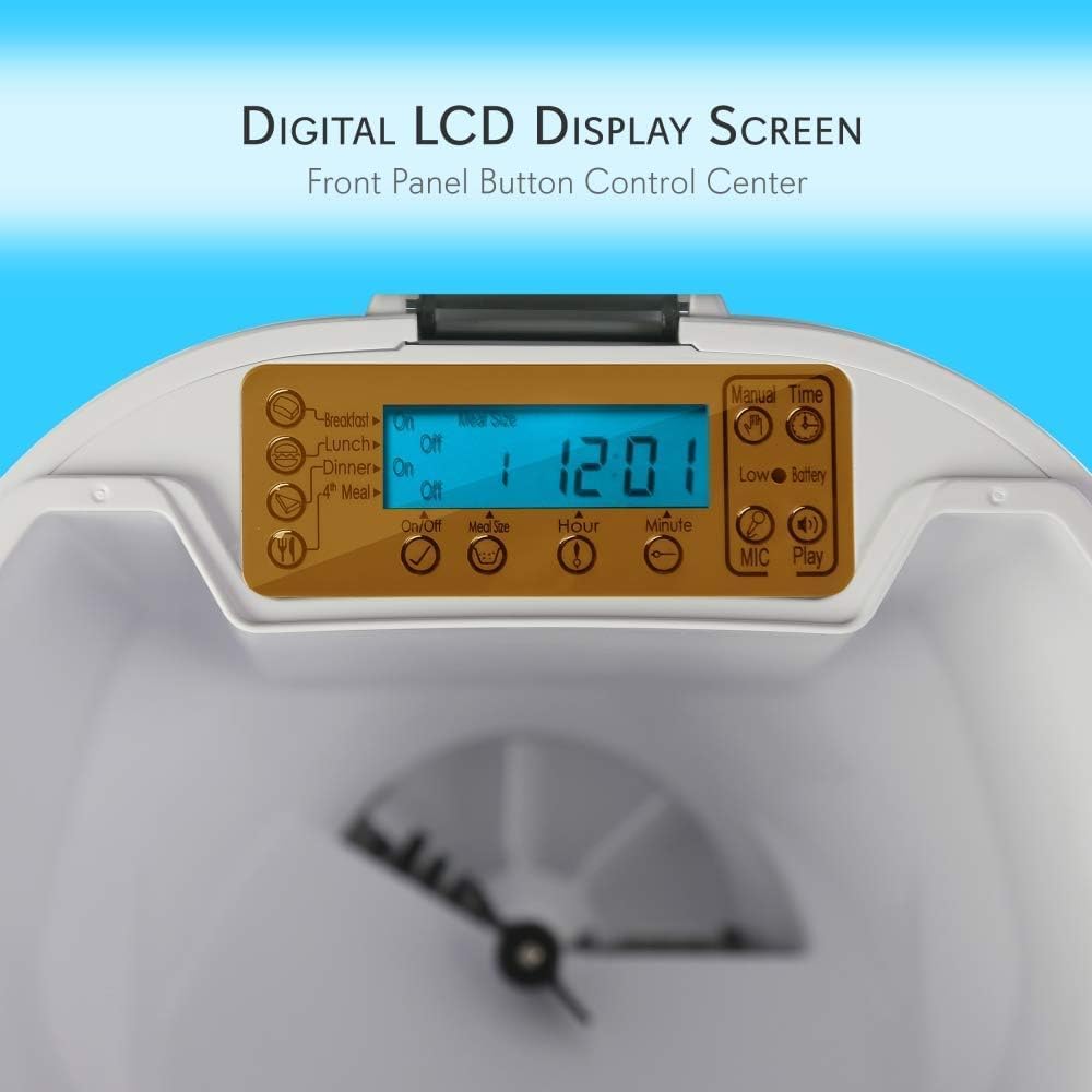 SereneLife SLAPF30 - Comedero automático Inteligente para Mascotas, dispensador electrónico Digital de Alimentos Secos con micrófono Integrado, grabadora de Voz, batería Opcional, Temporizador