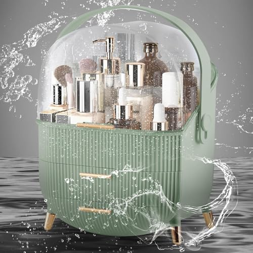 Image of JIALTO Storage Box, Organiser for Makeup & Skincare, Large Makeup Organizer with Dustproof Cover & Drawers, Cosmetic Storage for Dressing Table, Bathroom Vanity Organizer for Lipsticks Perfumes
