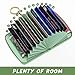 Aiawoxc Credit Card Holder for Women, Small RFID Wallet Slim Leather Business Card Organizer Case with Zipper and Keychain, Green