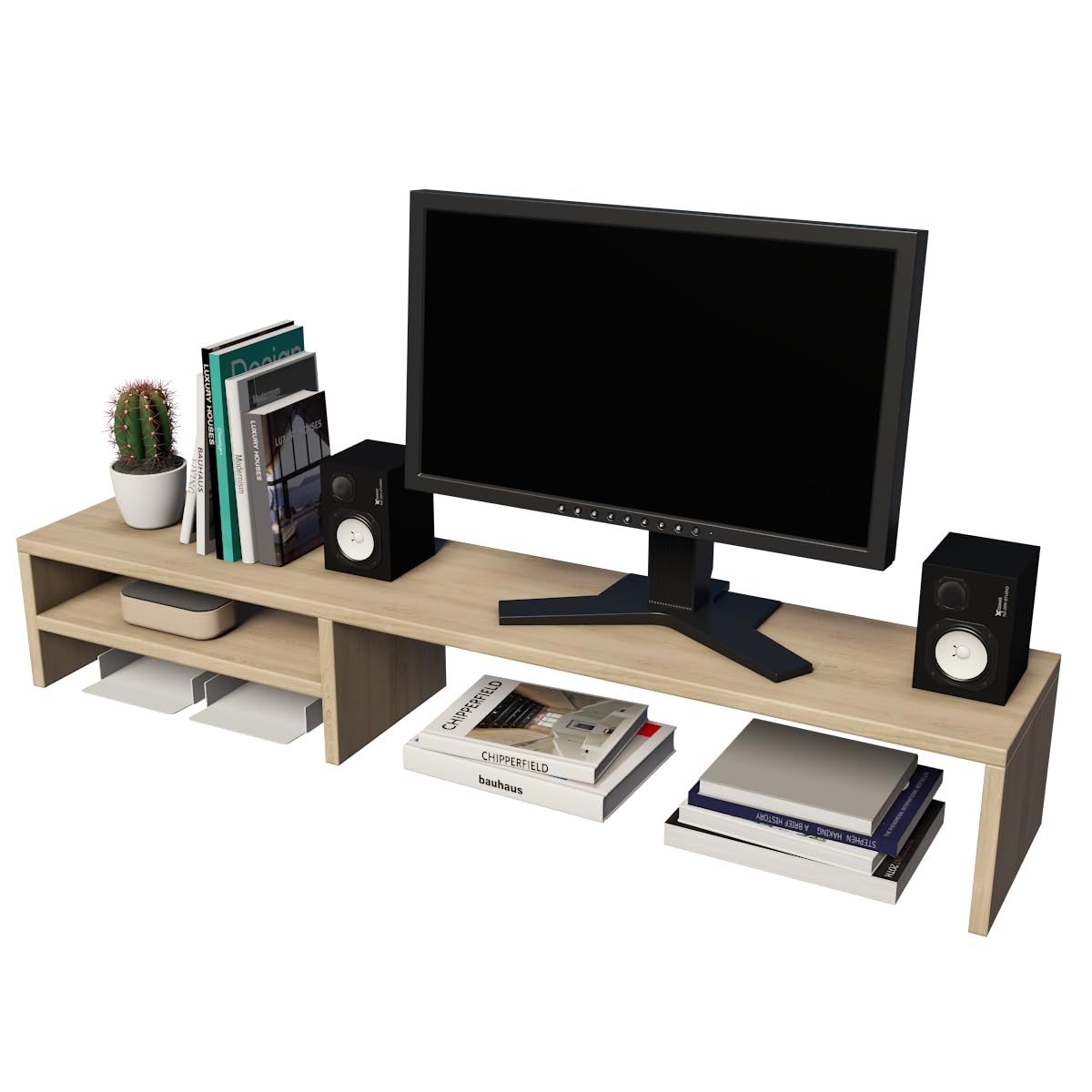 Suporte Para Monitor Elevado Mesa Home Office Setup Gamer Organizador MDP 100cm (Mel)