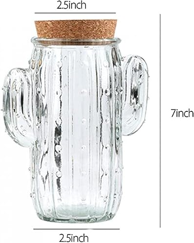 Miniatura 6 de 123Arts Tarro de caramelo de cactus de alivio de vidrio para platos de dulces, tarro de bocadillos, tarro de almacenamiento de alimentos con tapa