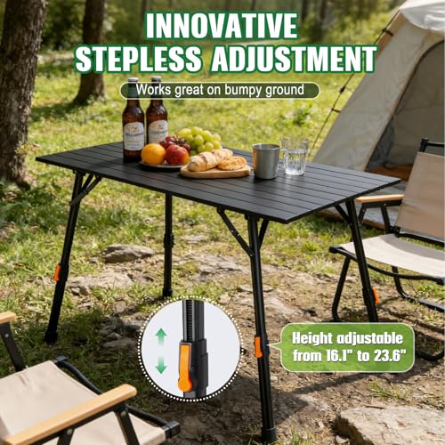 Mesa Portátil de Camping Plegable TURNRISE HP034 de Aluminio con Altura Ajustable y Bolsa de Transporte miniatura 4