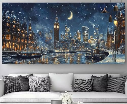 Activités Manuelles Adultes Anti-Stress | Grand Diamond Painting XXL Paysage de Lune 5D