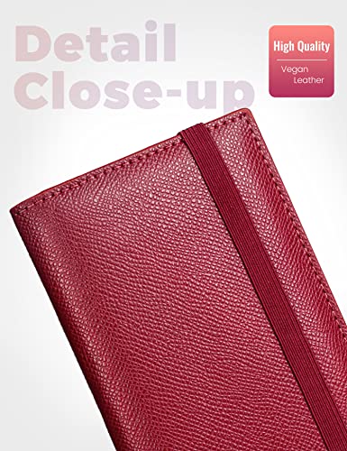 Image of Yarnic Checkbook Cover for Personal Checkbook, Checkbook Holder with Pen Holder & Built-in Clear Plastic Divider for Duplicate Checks (Dark Red)