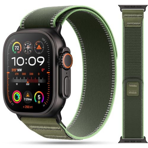 Image of MRAIN-H Nylon Leather Design Compatible with Apple Watch Bands for Men Women Ultra 3 2 1 Series 11 10 9 8 7 6 5 4 SE 3 2, Soft Stretchy Sport Band for iWatch 49mm 46mm 45mm 44mm