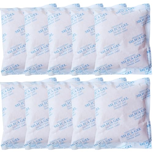 URbazaar 10 Pcs Silica Gel Desiccant Bags,100g/per Non-Toxic Moisture Absorber Desiccant Dehumidifier,Desiccant Damp Dehumidifier Home Kitchen Clothes Storage Moisture Absorber Bags(100g-10pcs)