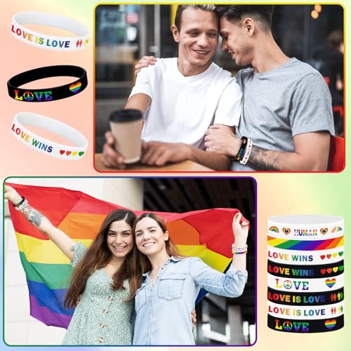Image of JUNEBRUSHS 64pcs Pride Silicone Bracelets Pride Accessories Decorations