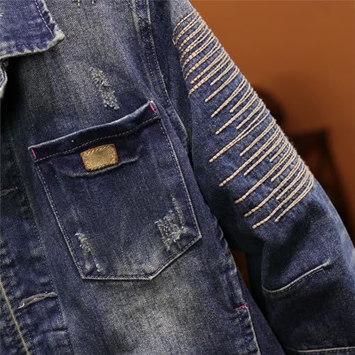 Chaqueta vaquera para hombre estilo moto casual miniatura 4