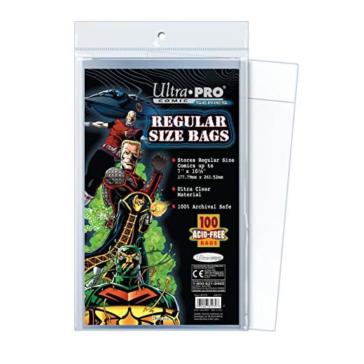 Ultra PRO Regular Size 7-1/8 x 10-1/2" Comic Bags (100 Count Pack), Small, Clear