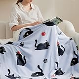 Bedsure Gentlesoft Black Cat Blanket for Kitten Lovers, Thick Warm Sherpa Throw Cat Gifts for Women, Men, Kids, Teen Girls & Boys, Grandkids, Room Decor Cute Winter Blanket for Pet Lovers, 50"x60"