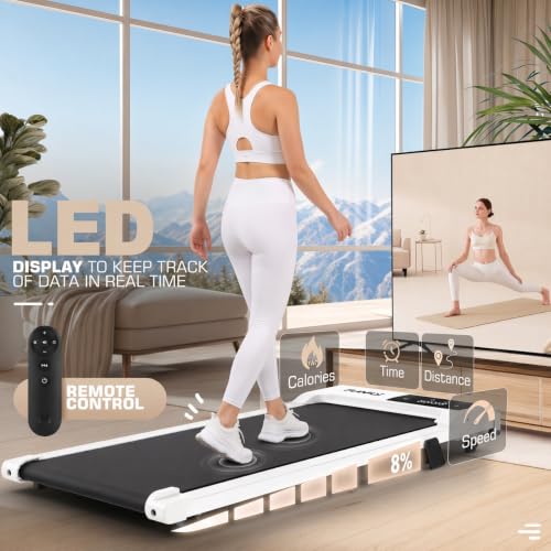 Image of FUNMILY Walking Pad with Incline 8%, 3.5HP Under Desk Treadmills for Home Office Apartment Dorm, 400lbs Capacity, LED Display, Portable Compact Space-Saving Design, Quiet Walking Pad Treadmill