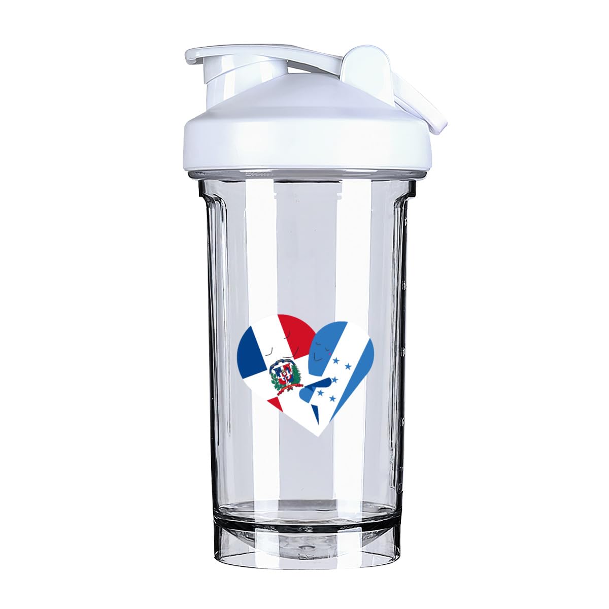 Dominican Republic Irish Heart 18 Ounce Shaker Cup,Fashion Theme Pattern Shaker Bottle Leak-proof Workout Shake Bottles 500ML/18 oz Perfect for Pre Workout