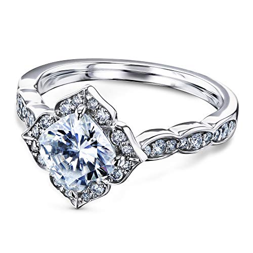Kobelli 1 1/3 CTW Cushion Moissanite (G-H) Floral Halo Engagement Ring - Multiple Gold Options