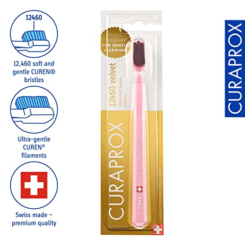 Image of Curaprox CS 12460 Velvet Soft Toothbrush - Sensitive Gum Care | Ultra-Gentle Cleaning with 12,460 Filaments | Single Pack, Pink-Fuchsia