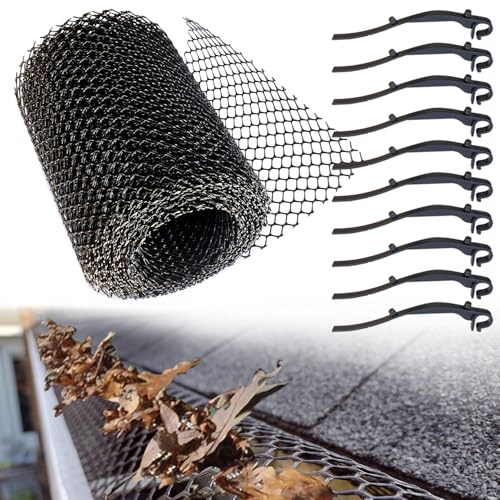 Grillage Protege Gouttiere 6 m x 16 cm Grillage de Protection pour Chéneaux avec Clips de Fixation Protection pour Gouttière 1stk(1)