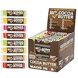 Nature’s Bees (24 Count, 8 Flavors) Cocoa Butter Flavored Lip Balm Tubes Set Bulk Assortment Natural Chap Treatment Moisturizer For Very Dry Lips