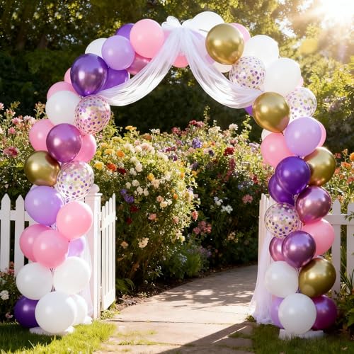 Image of Pink Purple Balloons, 50 Pcs for Girls Birthday Baby Shower Fairy Party