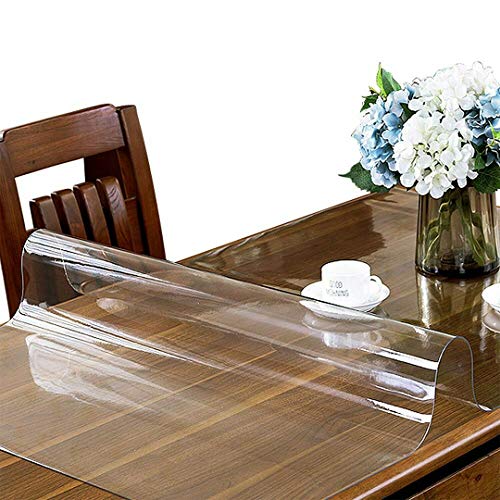 Essencea Heavy Duty Clear Table Cover Spill Proof Tablecloth Protector Easy To Clean Waterproof Wipeable Transparent Desk Pad Mat (60"X 90") #TOP30