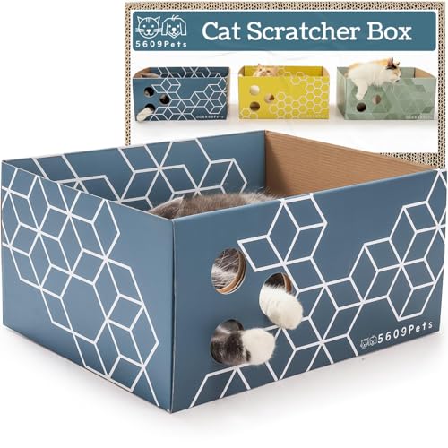 No-Mess Cardboard Cat Scratcher Box - Refillable Double-Sided Scratch Pad