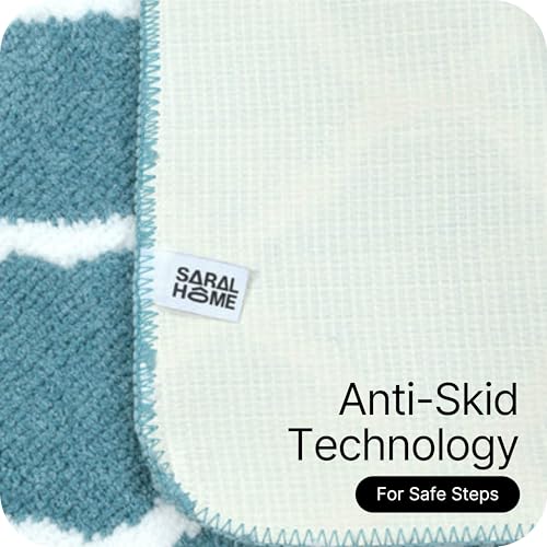 Image of Saral Home Tangier Soft Microfiber Durable & Washable Multipurpose Bedside Runner for Home /Kitchen /Living Area /Lobby /Office Entrance with Anti Skid Backing (Turq, 40x100 Cm)