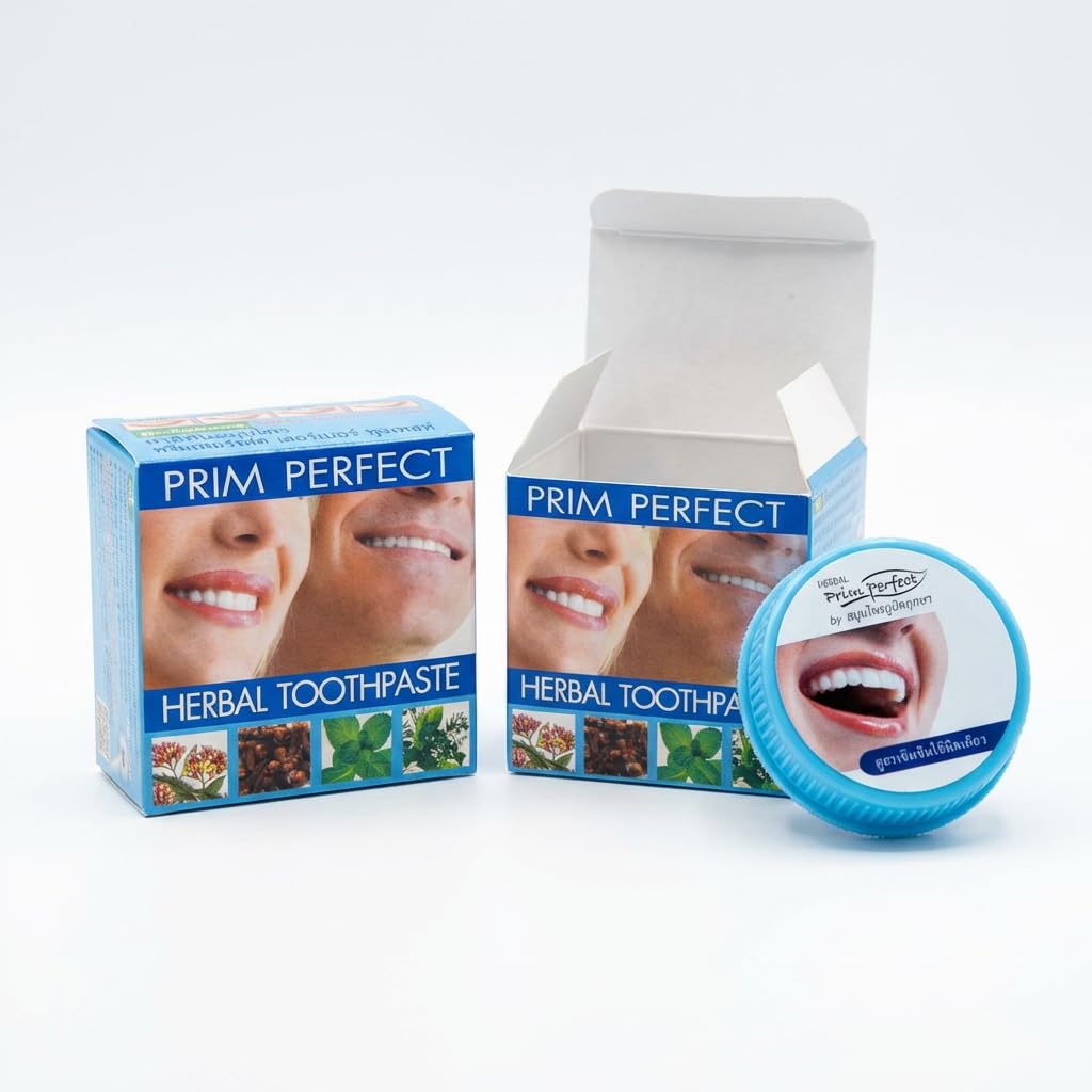 Prim Perfect Dentifrice Herbal aux Extraits de Plantes Menthol Camphre Girofle - Soin Buccal Quotidien - Lot de 2 x 25g