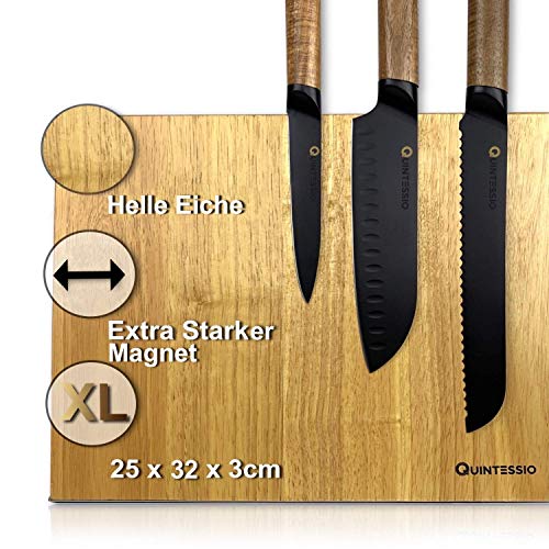 QUINTESSIO magnetisch messenblok zonder messen - magnetische messenhouder van hout - XL messenrek met extra sterke… - Afbeelding 6