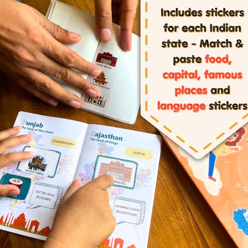 Image of CocoMoco Kids India Passport for Kids, Learn About States of India & UTS, Geography Educational Toy Activity Kit with Stickers, Ages 4-5, 6-7, 8-10, 11 Year Old (Pack of 10)