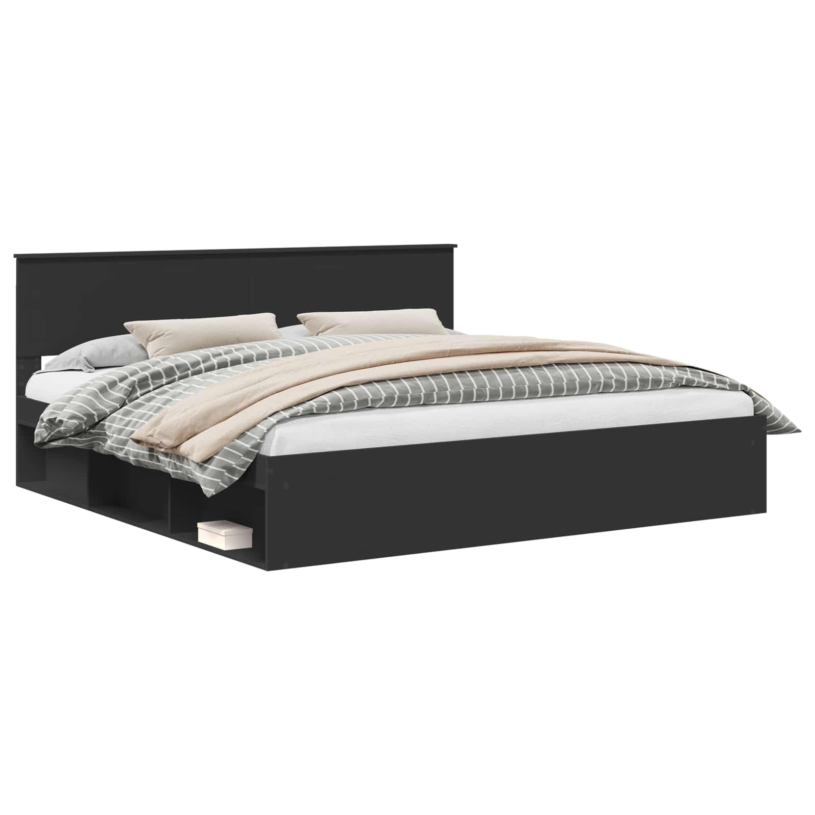 Estructura de Cama Negro 200 x 200 cm Madera de Pino Macizo
