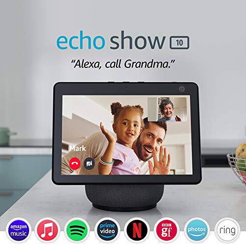 Certified Refurbished Echo Show 10 (3rd generation, 2020 release) | HD smart display with motion and Alexa, Charcoal Fabric