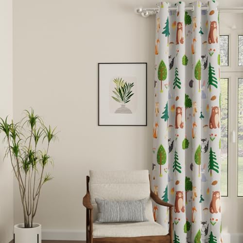 Image of Urban Space Digital Printed Blackout Curtains for Long Door Bedroom, 80-85% Room Darkening Blackout Kids Decorative Curtains, 1 Piece Curtain with Eyelets and Tieback (Long Door 8 Ft, BugsBunny)