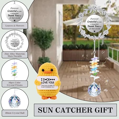 Gifts for Girlfriend, Girlfriend Gifts Mothers Day Sun Catcher I Love You Gift for Her Suncatcher Decoration Postive Duck with Inspirational Saying Birthday Anniversary Stocking Stuffers for Teens