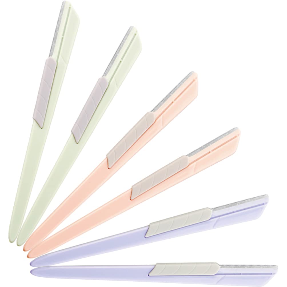6 Pcs Stainless Steel Eyebrow Eye Brow Trimmer Face Razors for Women Portable Eyebrow Trimmer Eyebrow Razor with Sliding Cover Face Hair Razors Face Hair Shavers