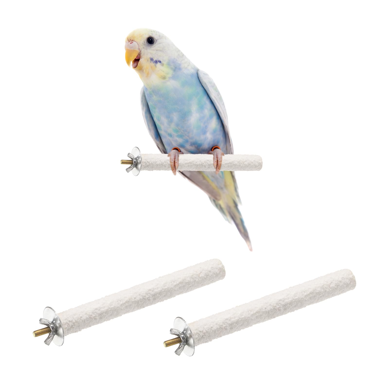 sourcing map Bird Perch Stand, Colorful Parrot Perch Paw Grinding Stick, Wood Rough-surfaced Perches 15 x 1.8 Cm, (White, 2 Pcs), Intended for Home/Animal Parks/Pet Stores