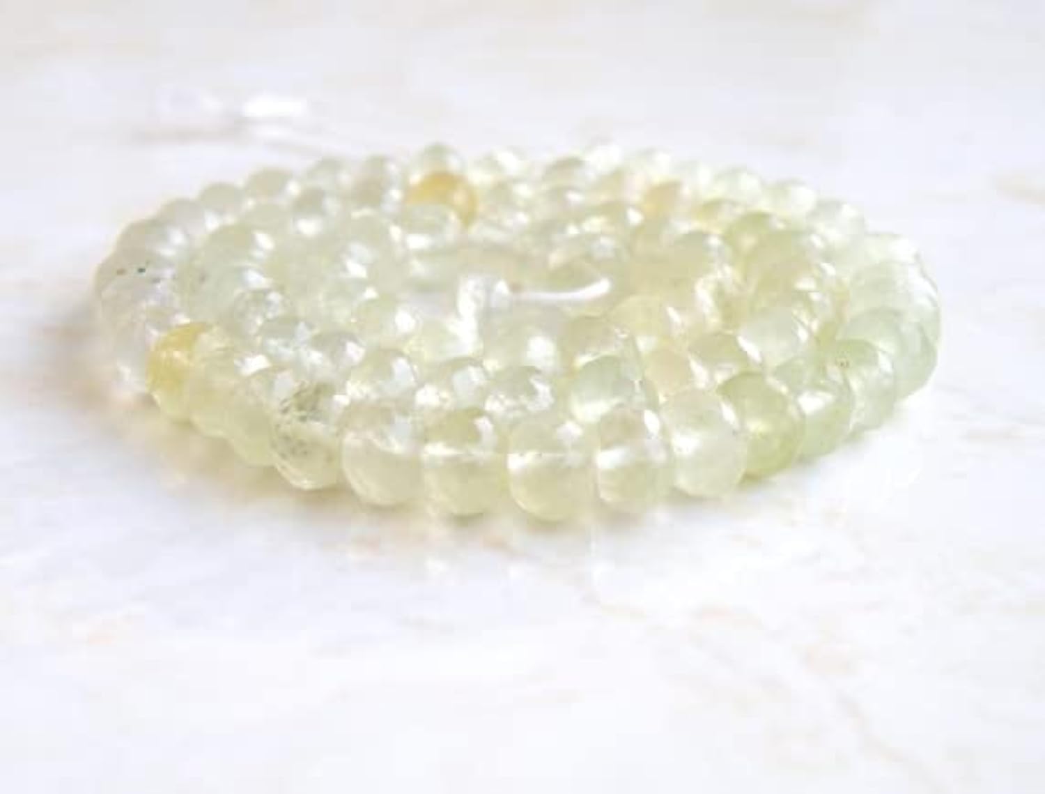 Prehnite perles rondelles pour création de bijoux d'été vert pomme 6.5mm