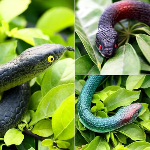Image of Realistic Rubber Fake Snake Toy Garden Snake to Keep Birds Away Scare Squirrels Halloween Prank Props Scare Toy
