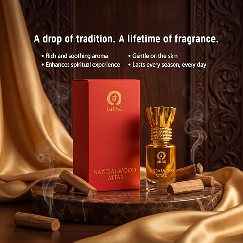 Image of Tatha Pure Sandalwood Attar 6 ML For Men & Women | Original Roll On Attar With Long Lasting And Chandan Fragrance