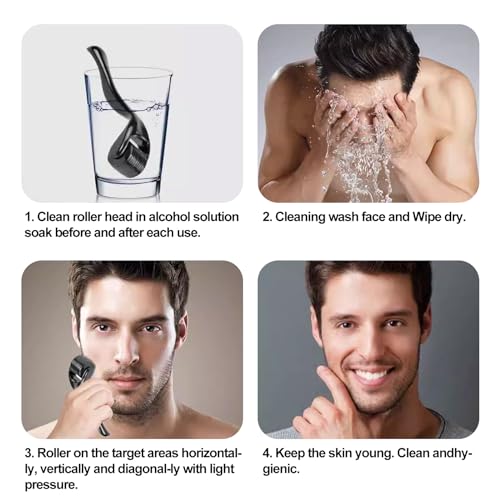 Derma-Roller 2.0mm, Bartroller Bartwuchs, Narbenroller, Microneedling Roller, Derma Roller für Haare, Gesicht und Bart Wachstum, Haarroller für Männer und Frauen