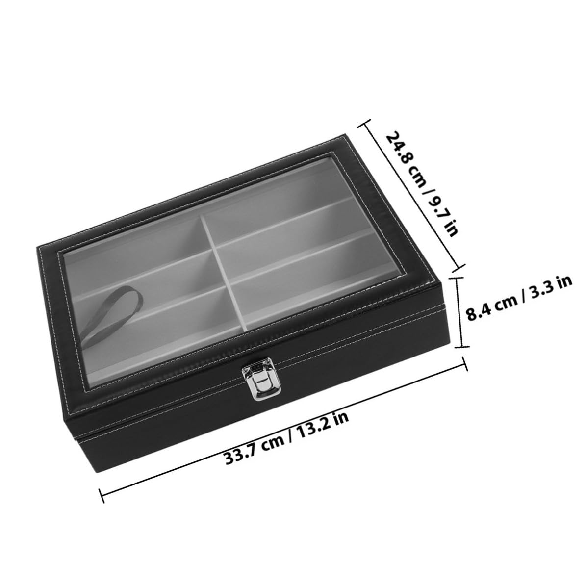 Boîte de Rangement pour Lunettes de Soleil Noir 8 Compartiments Étui à Lunettes de Soleil Miroir Intégré Mdf Pu Verre Flanelle Métal, Présentoir de Rangement Maison