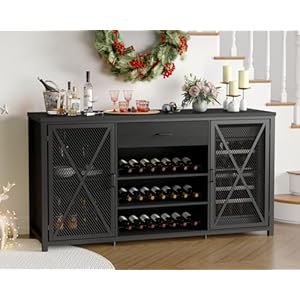 LVB Long Coffee Bar Cabinet with Fridge Space, Modern Wood Metal Large Wine Liquor Cabinet with Rack, Big Wide Sideboard Buffet Cabinet with Drawer Storage for Kitchen Dining Room, Black Oak, 70 Inch LVB Long Coffee Bar Cabinet with Fridge Space Modern Wood Metal Large Wine Liquor Cabinet with Rack Big Wide Sideboard Buffet Cabinet with Drawer Storage for Kitchen Dining Room Black Oak 70 Inch