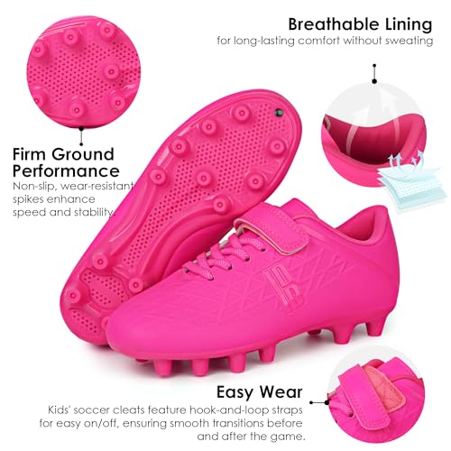Image of brooman Kids Firm Ground Soccer Cleats Boys Girls Football Cleats with Soccer Socks
