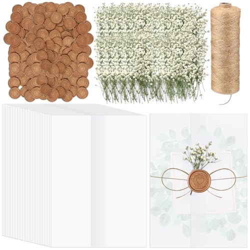 Qilery 100 Sets Wedding Invitations Wraps Set Include Pre Folded