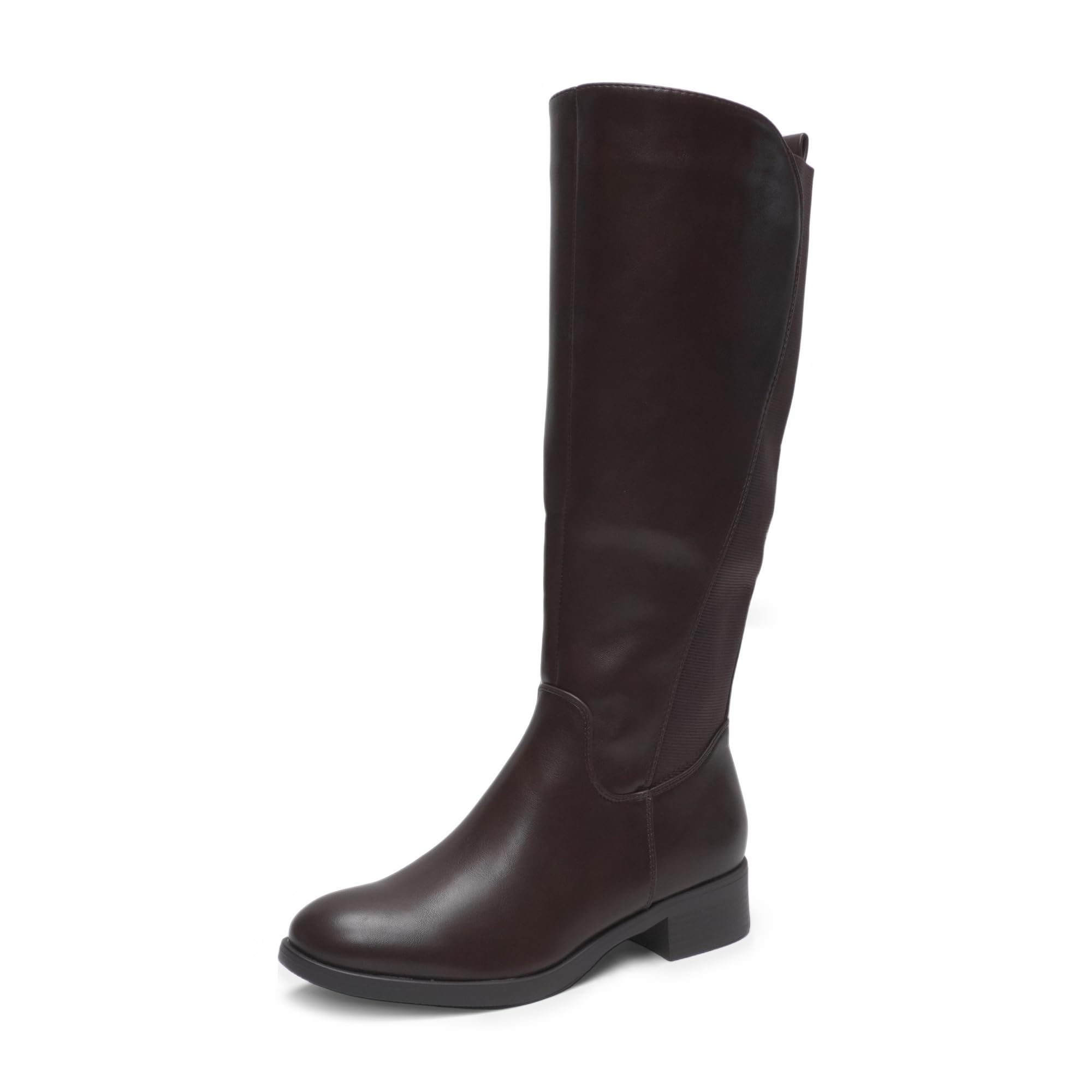 MISSCAI Stivali Donna al Ginocchio Tacco Basso 3,5 cm Gambale Elasticizzato | Stivali invernali alti cavallerizza eleganti con inserto elastico, gambale 37 cm e tacco a blocco