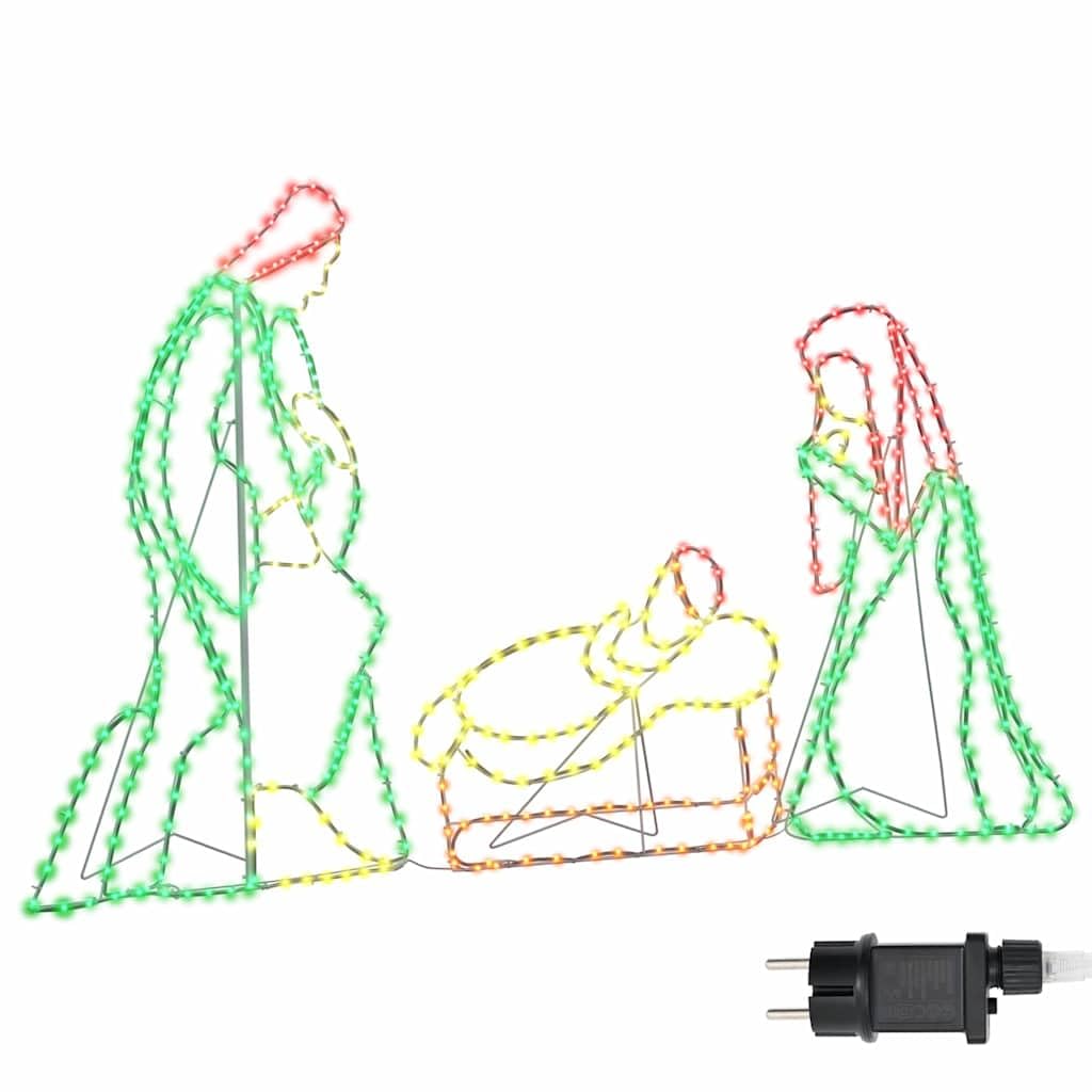 vidaXL Escena de Natividad Iluminada Multicolor 112 x 71,5 cm PVC