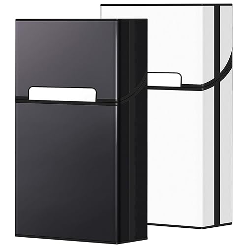 roygra Caja de cigarrillos, interruptor magnético de aluminio capacidad 20 - 2 unidades (negro+plata, 3.937 in 100S)