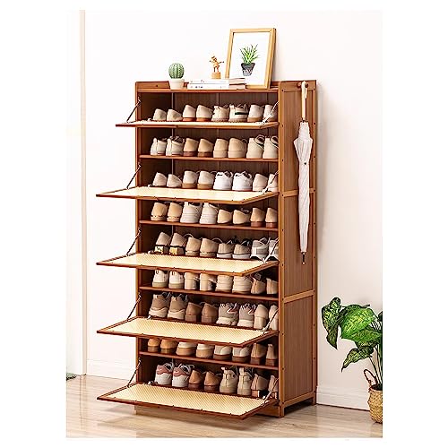 Meuble à chaussures en rotin et meuble de rangement en bambou